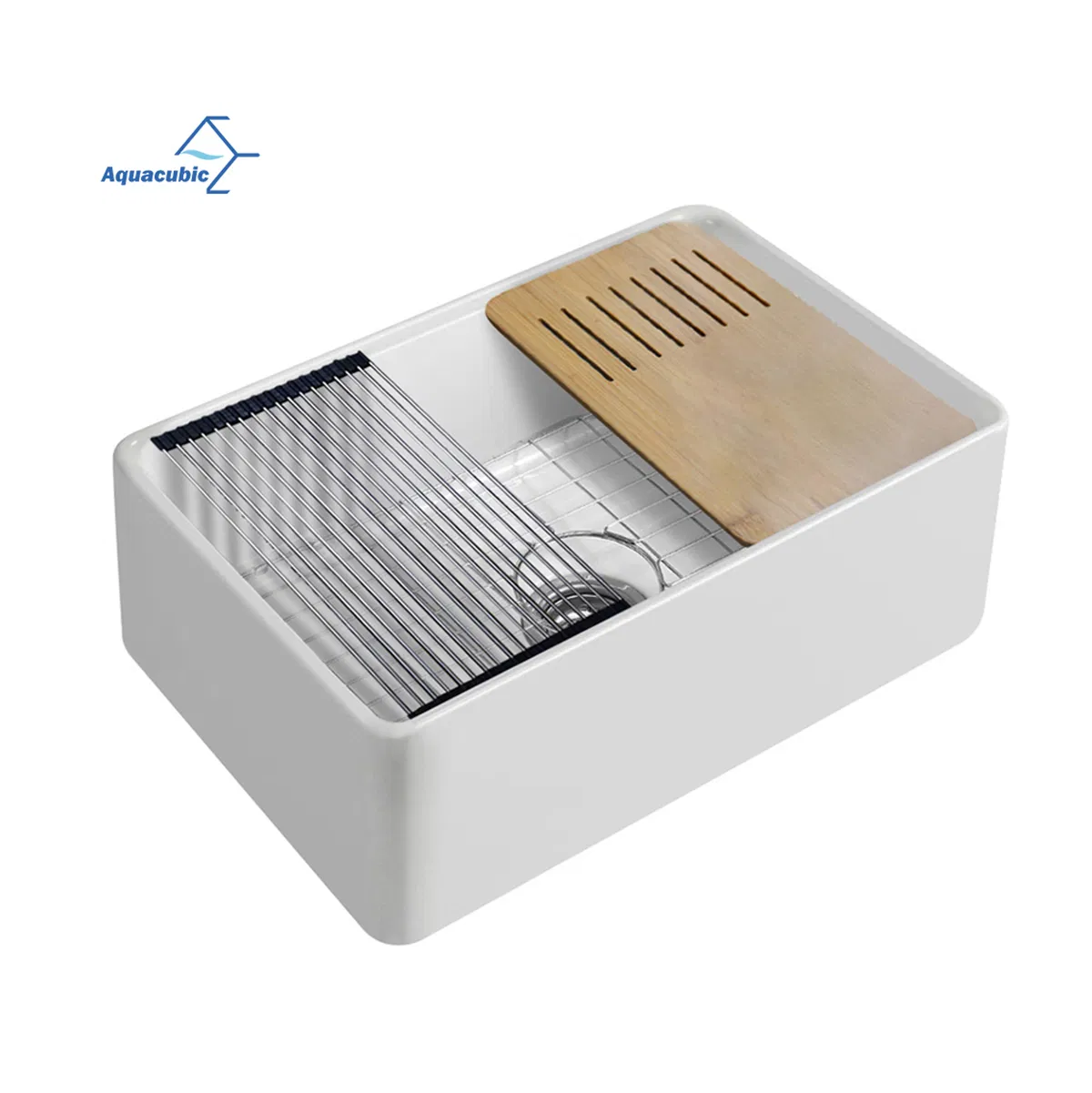 Upc Fireclay Apron Front Reversible Single Bowl 33 Farmhouse Kitchen Sink with Cutting Board Accessories