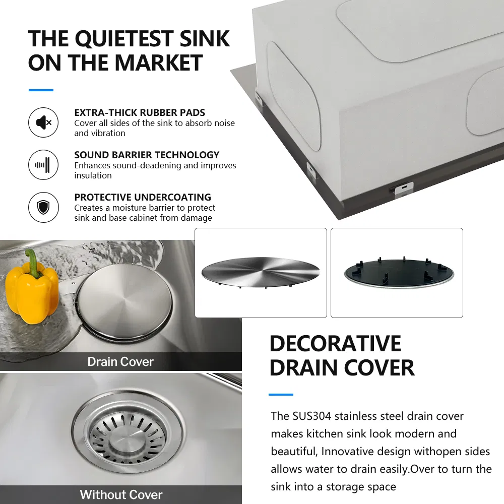 18 Gauge Topmount Double Bowl Basin Sink Kitchen Accessories Stainless Steel Farmhouse Workstation Kitchen Sink