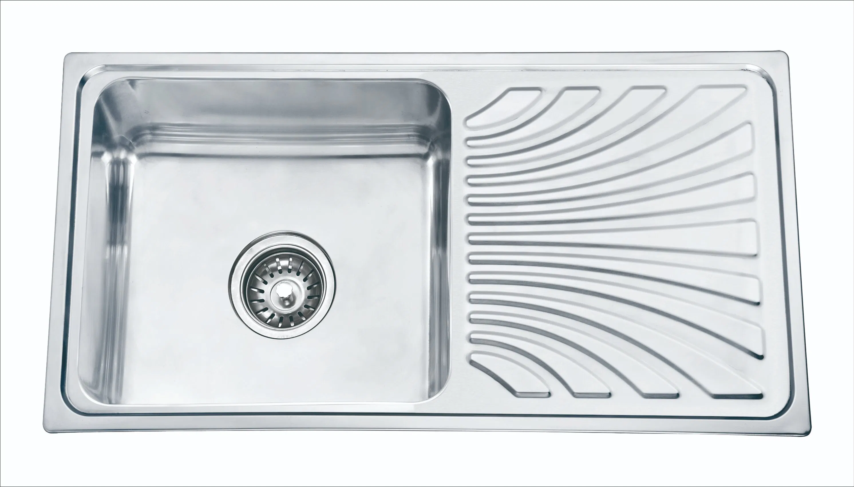 Walnut Sink Guangdong, China Wholesale Building Material Modern Stainless Steel Single Deep Bowl with Drainboard Kitchen Pressed Sink