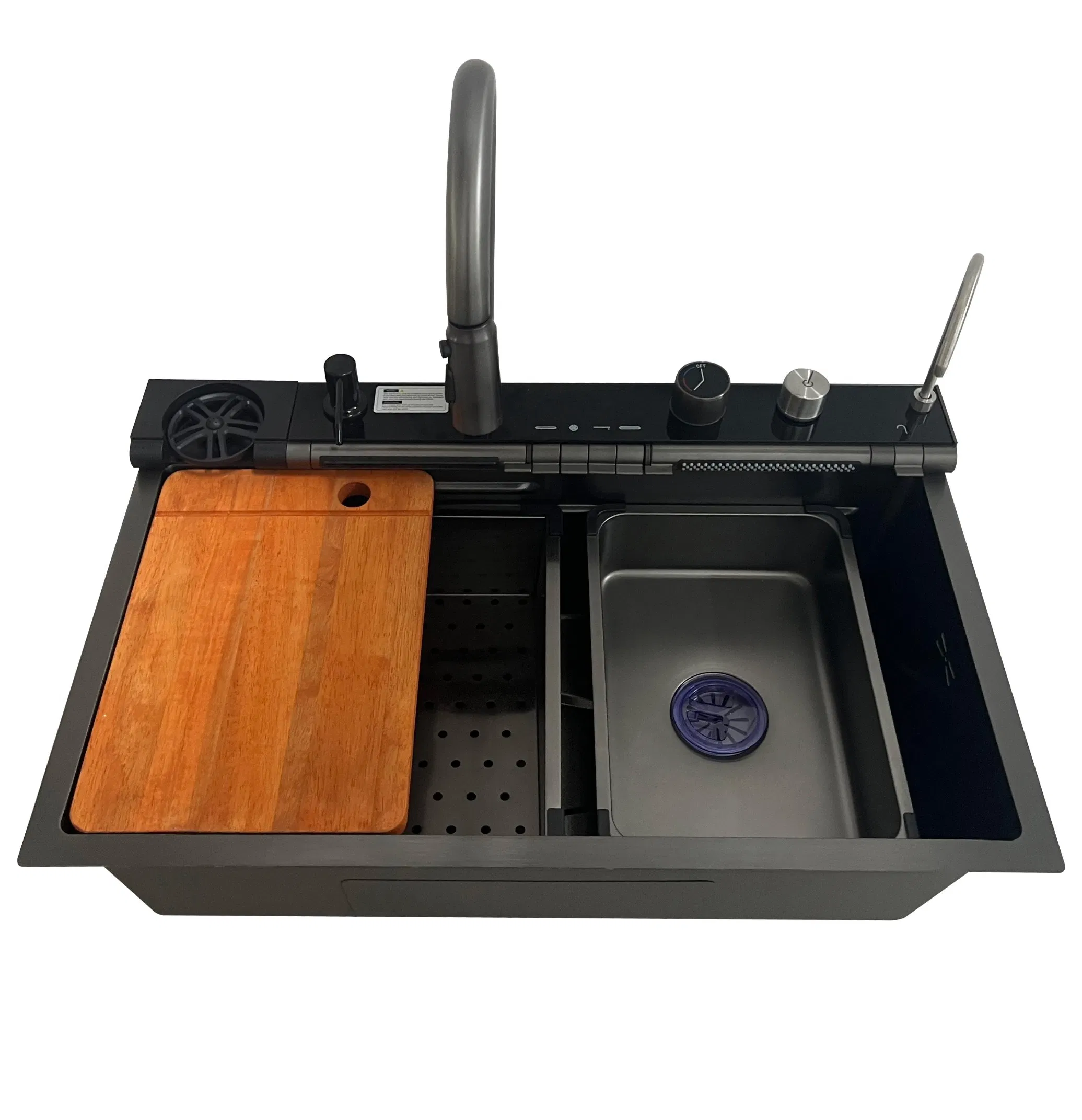 Smart Stainless Steel Kitchen Sink Handmade Nano Black Belt Digital Display Undermount Kitchen Sink Fregadero De La Cocina