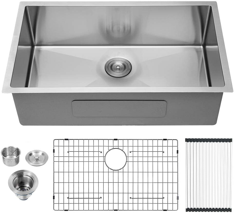 3mm Thickness Thickened Kitchen 304 Commercial Stainless Steel Sink Large Single Sink Undermount Stainless Steel Handmade Sink Kitchen Sink