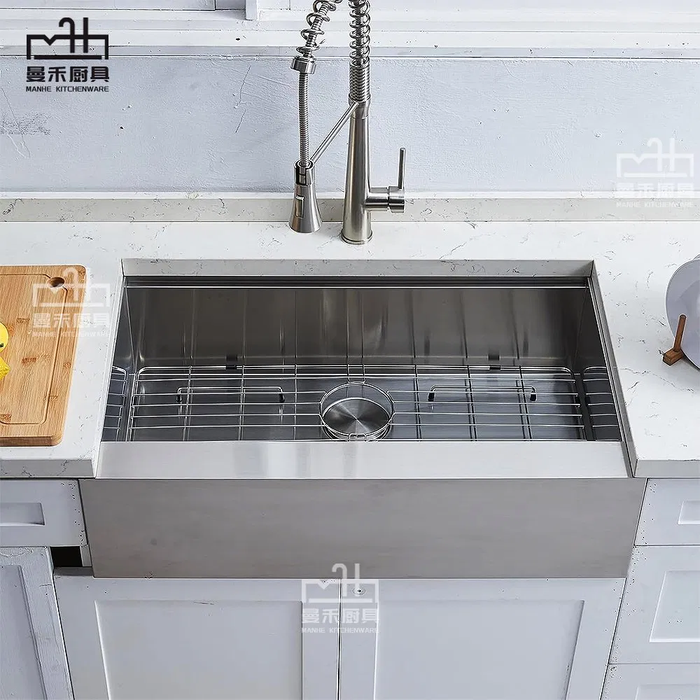 33X22 Inch Flat Apron Front Farmhouse Sink 16 Gauge Stainless Steel Single Bowl Farm Kitchen Sink