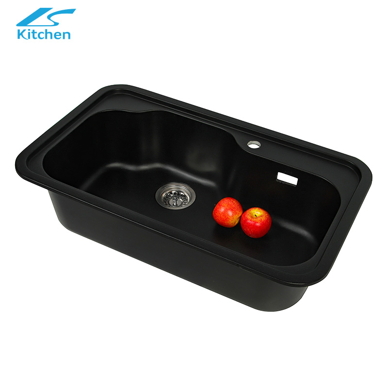 Factory Wholesale Black Single Slot Composite Granite Kitchen Bathroom Sink Fridge De La Cocina