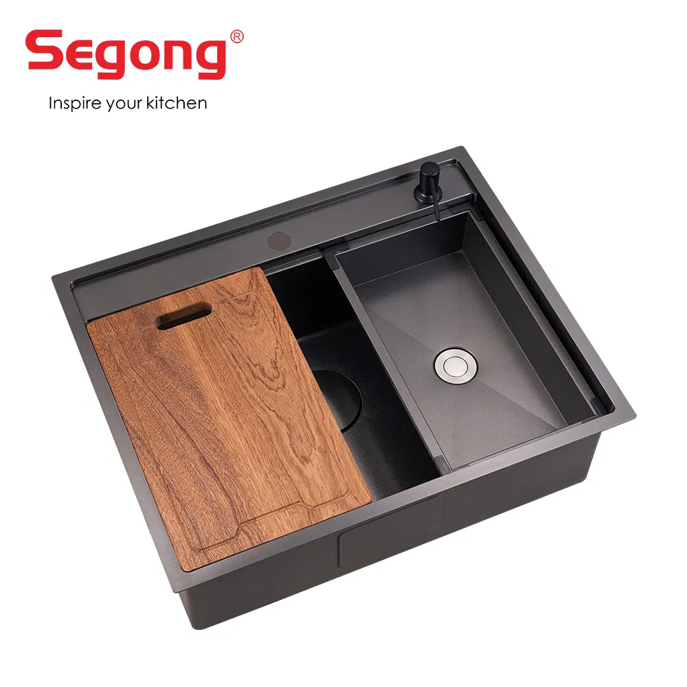 Black Topmount Stainless Steel Drop in Handmade Kitchen Sink with Accessories