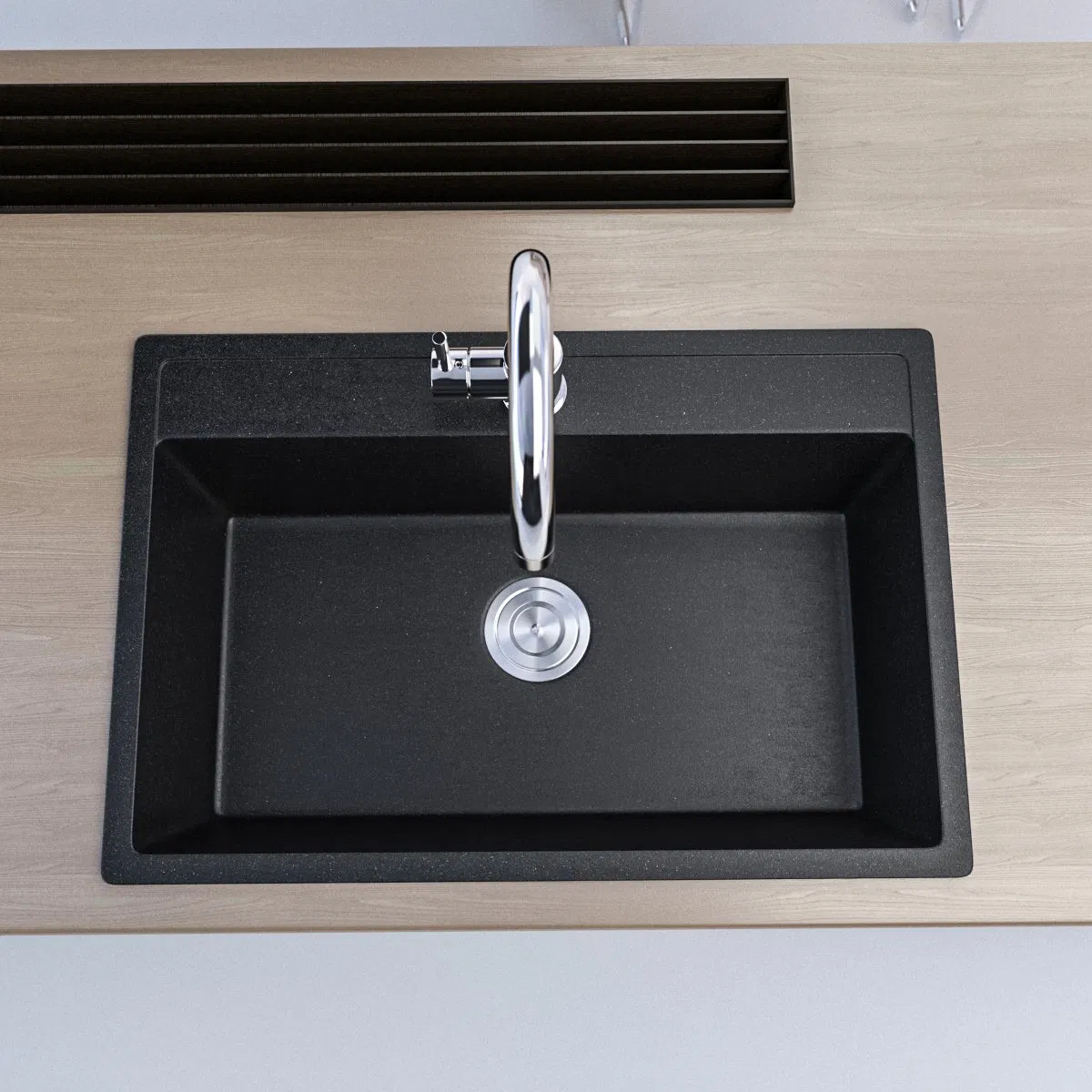 Matt Grey Quartz Granite Undermount Handmade Kitchen Sink Kids