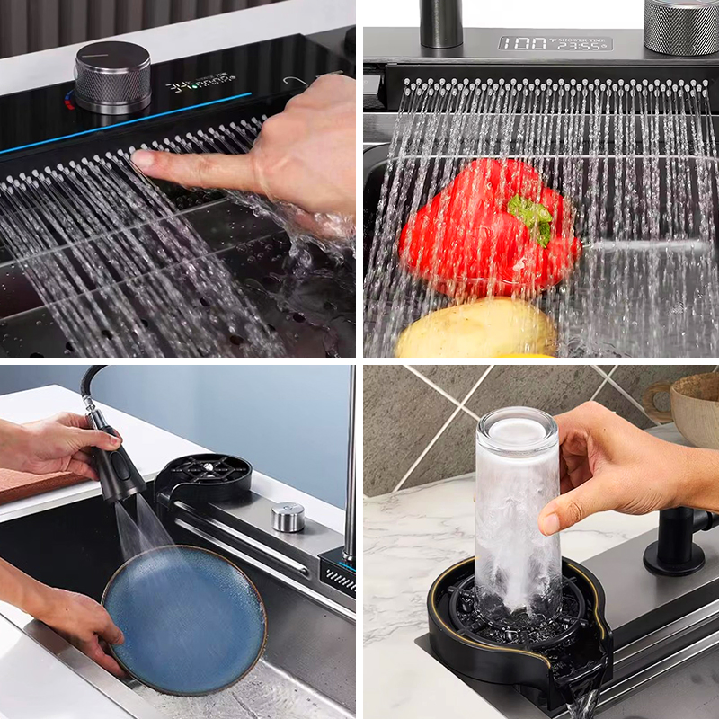 Stainless Steel 304 Black Color Smart Kitchen Sink with Cutting Board