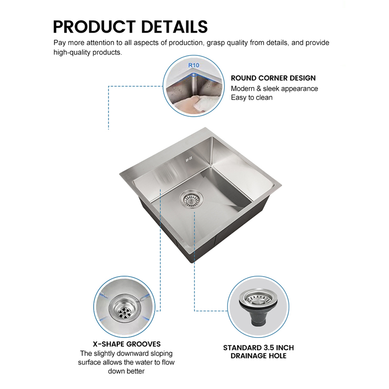 PVD Nano Black Topmount Stainless Steel Single Bowl Small Kitchen Sink