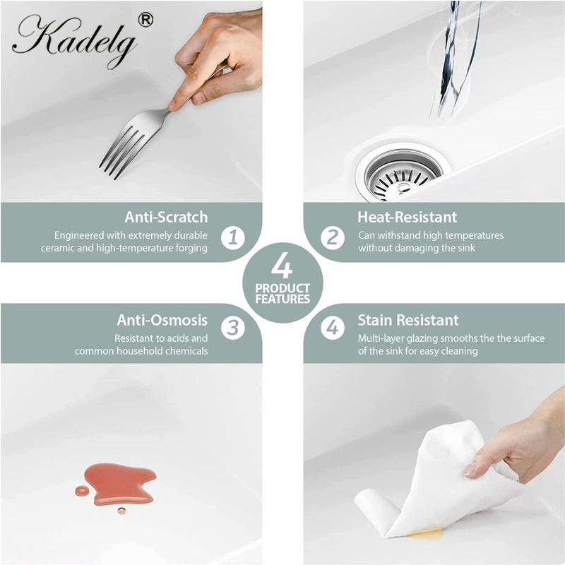 Modern Design 30 Inches White Single Bowl Farm House Sink Apron Front Ceramic Farmhouse Kitchen Sink