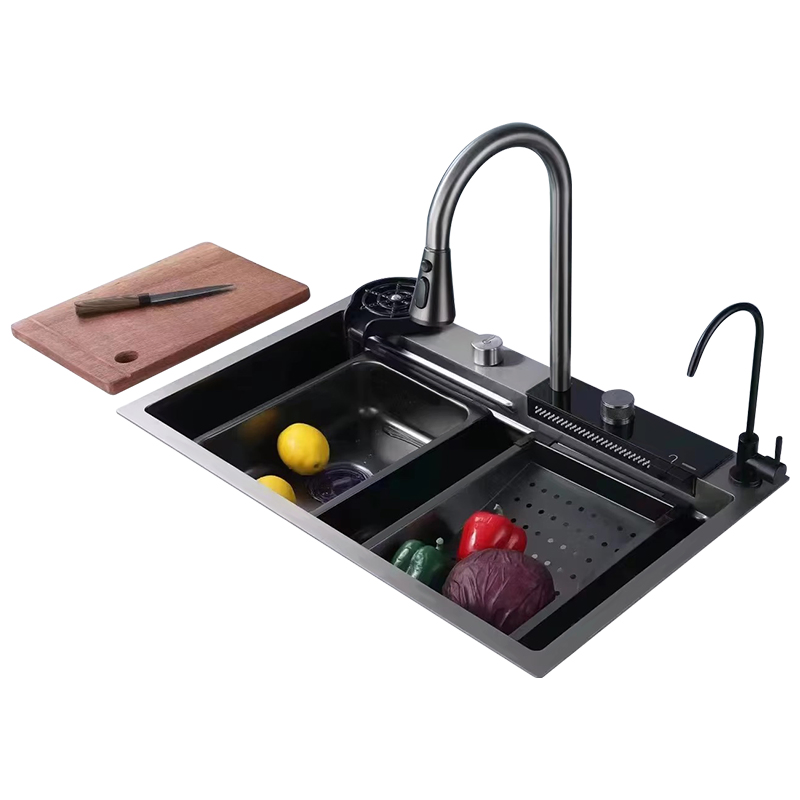 Stainless Steel 304 Black Color Smart Kitchen Sink with Cutting Board