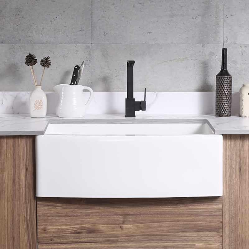 Large Size Single Bowl Farmhouse White Ceramic Kitchen Apron Front Sinks