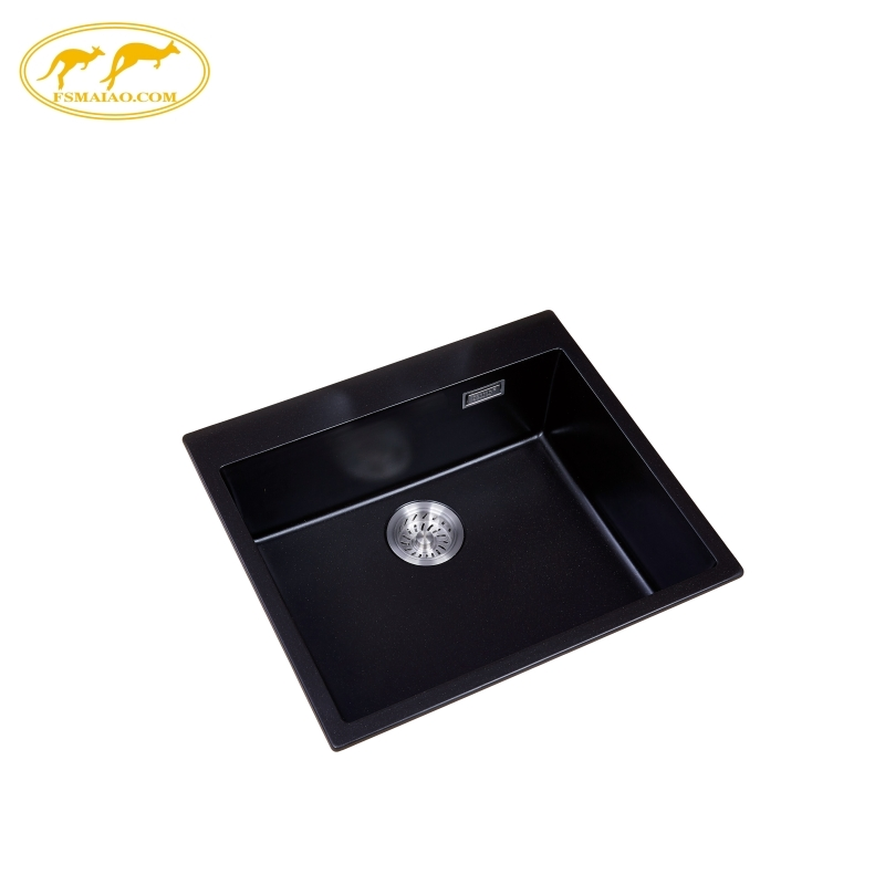 Scratch Resistant Rectangular Matte Black Granite Composite Single Kitchen Sink