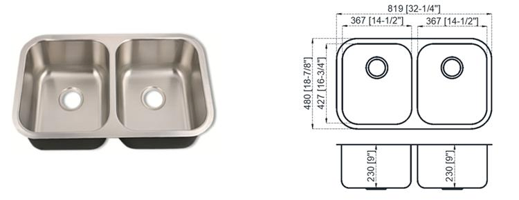 Undermount Stainless Steel Laundry Wash Kitchen Sink with Cupc