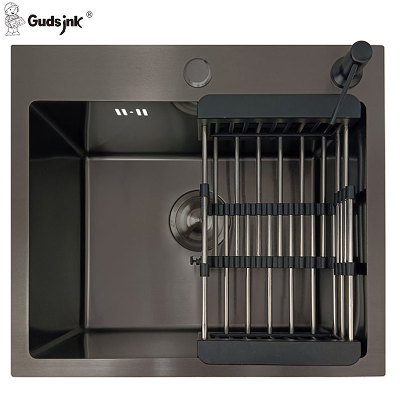 Gudsink Fregadero Black Handmade Single 5050 Kitchen Sink Basin Stainless Steel Sinks