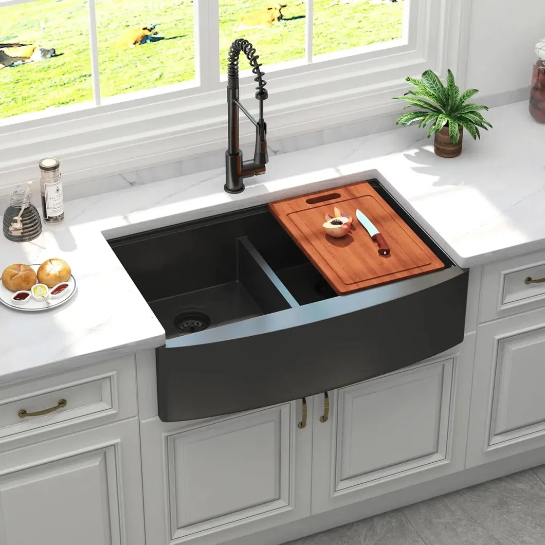 Double Bowl Black Farmhouse Sink