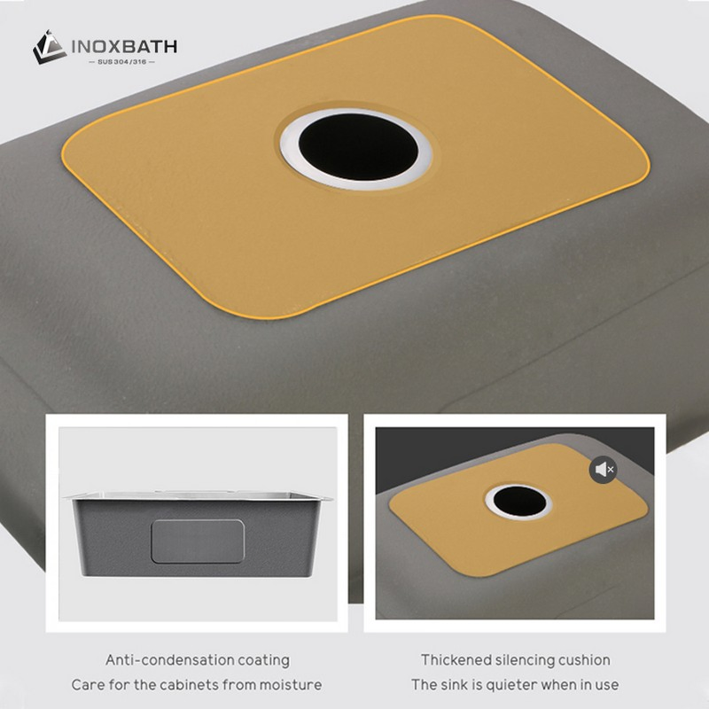 SUS304 Double Bowl Rectangular Kitchen Sink for Under Mount Installation