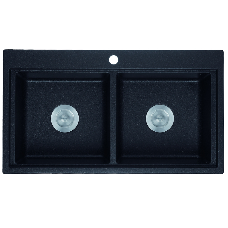 Kitchen Corner Under Mount Sink Double Bowls Quartz Stone Kitchen Sink