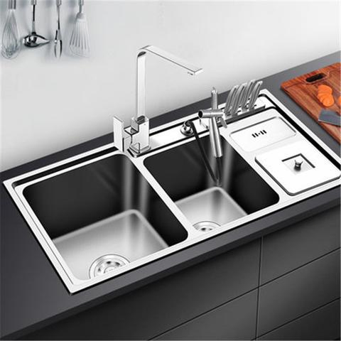 High-Quality 304 Stainless Steel Kitchen Sink with Integrated Drain Rack