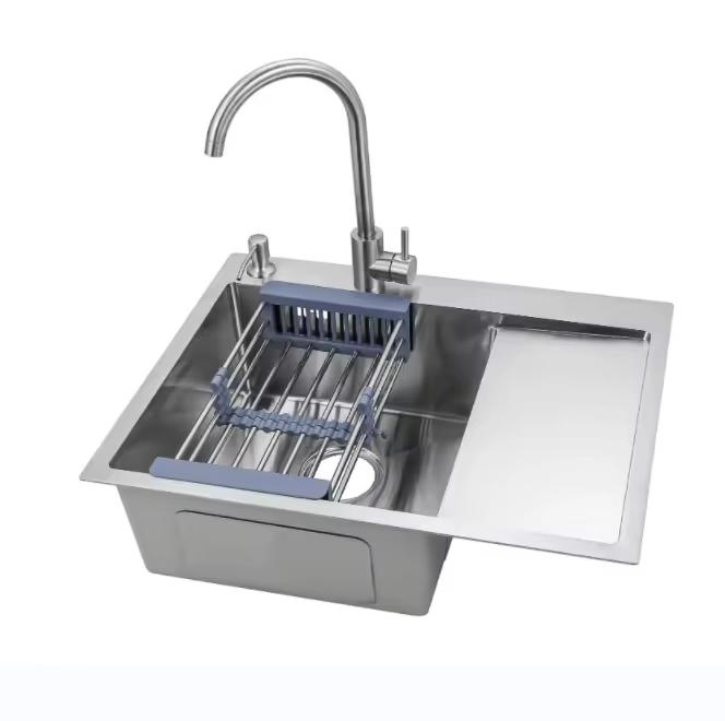 Modern Nano Handmade High Quality Silver Sink Single Bowl Stainless Steel Square Kitchen Sink/SS304