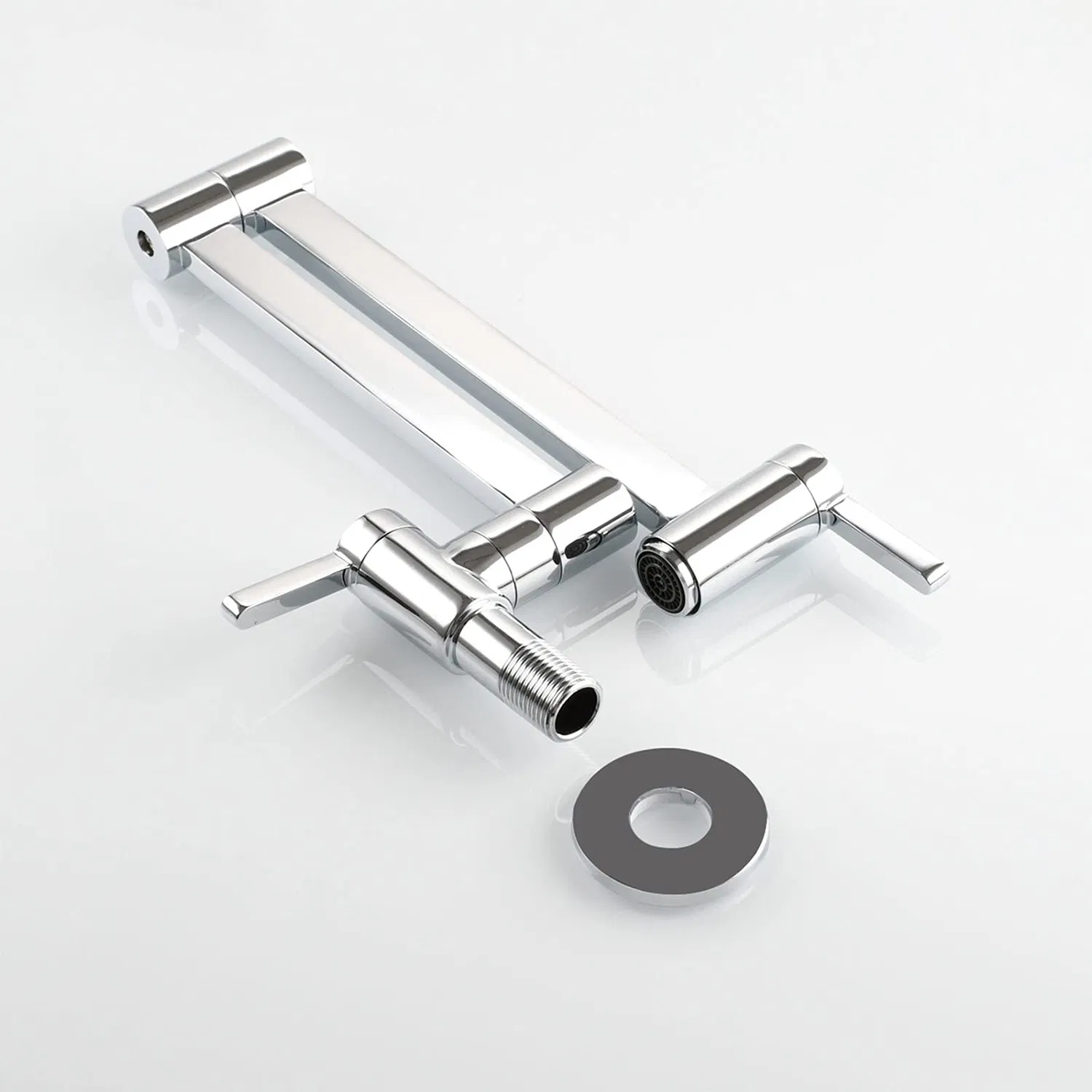 Pot Filler Faucet Brass Commercial Wall Mount Kitchen Sink Faucet Folding Stretchable with Single Hole Two Handles