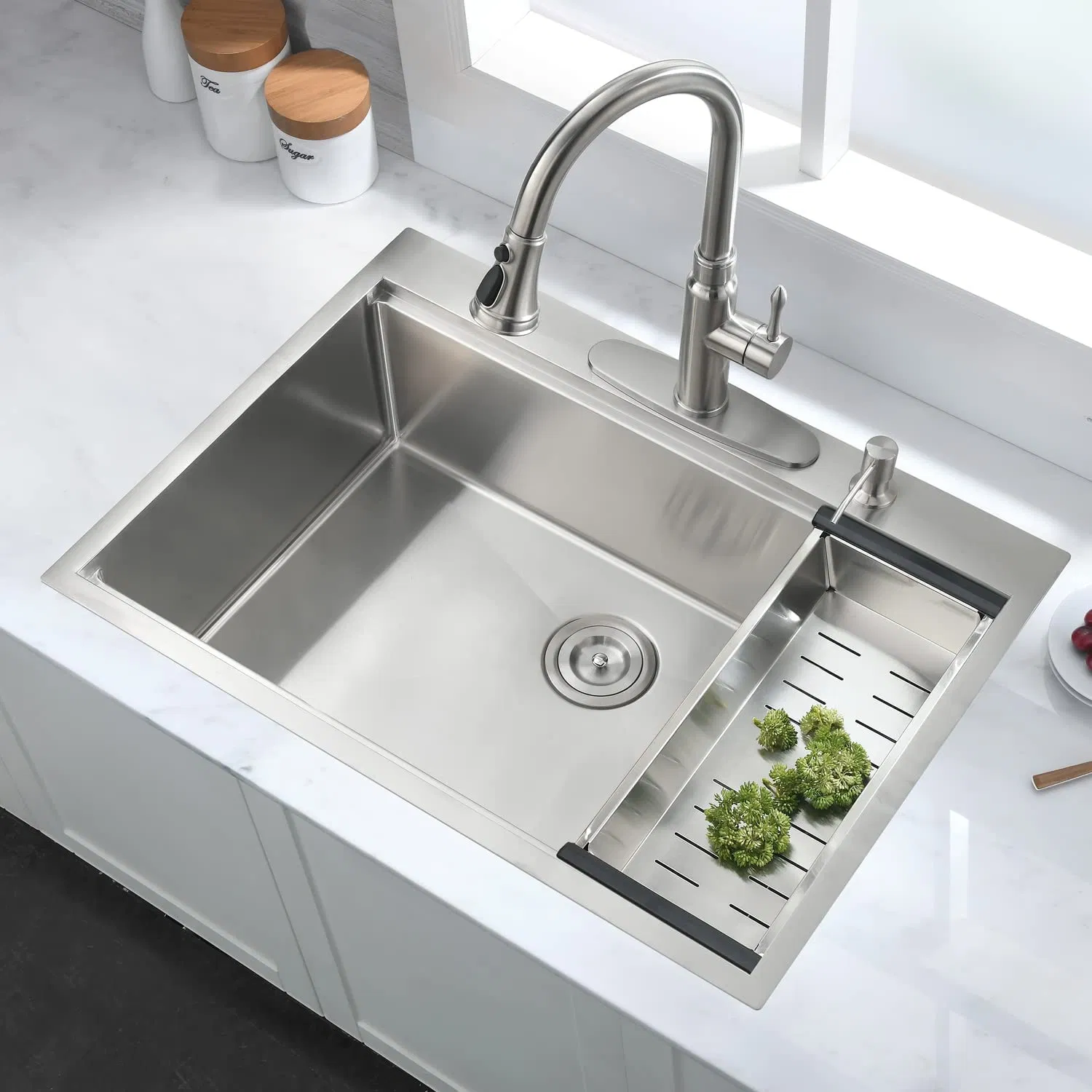 Wholesale Kitchenware Sink Single Bowl Handmade New Stainless Steel Waterfall Kitchen Sink Topmount Kitchen Basin