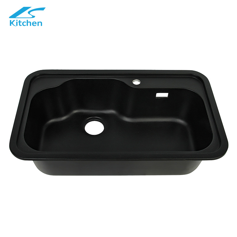 Factory Wholesale Black Single Slot Composite Granite Kitchen Bathroom Sink Fridge De La Cocina