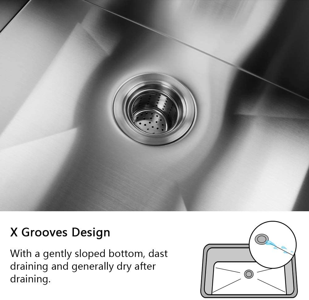 30 Inch Drop in Kitchen Sink Workstation Stainless Steel Sink Topmount 18 Gauge Deep Single Bowl Ledge One Basin Overmount Sink