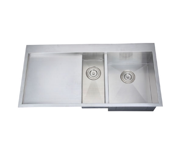 Handmade Drain Board Kitchen Sink with Zero Corner