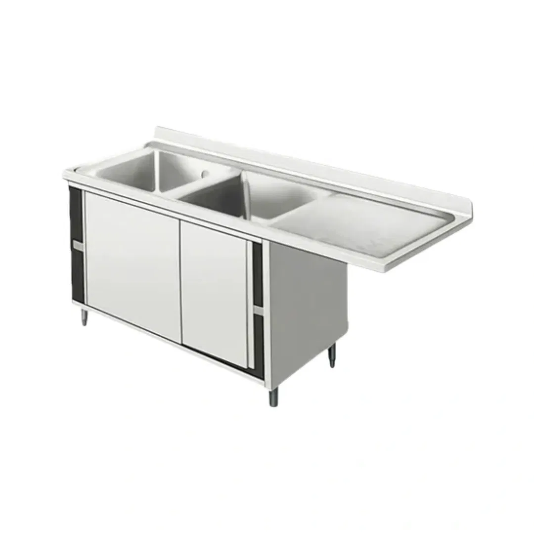 Commercial Stainless Steel Sink with Integrated Cutting Board Platform Insert for Butcher Work Areas