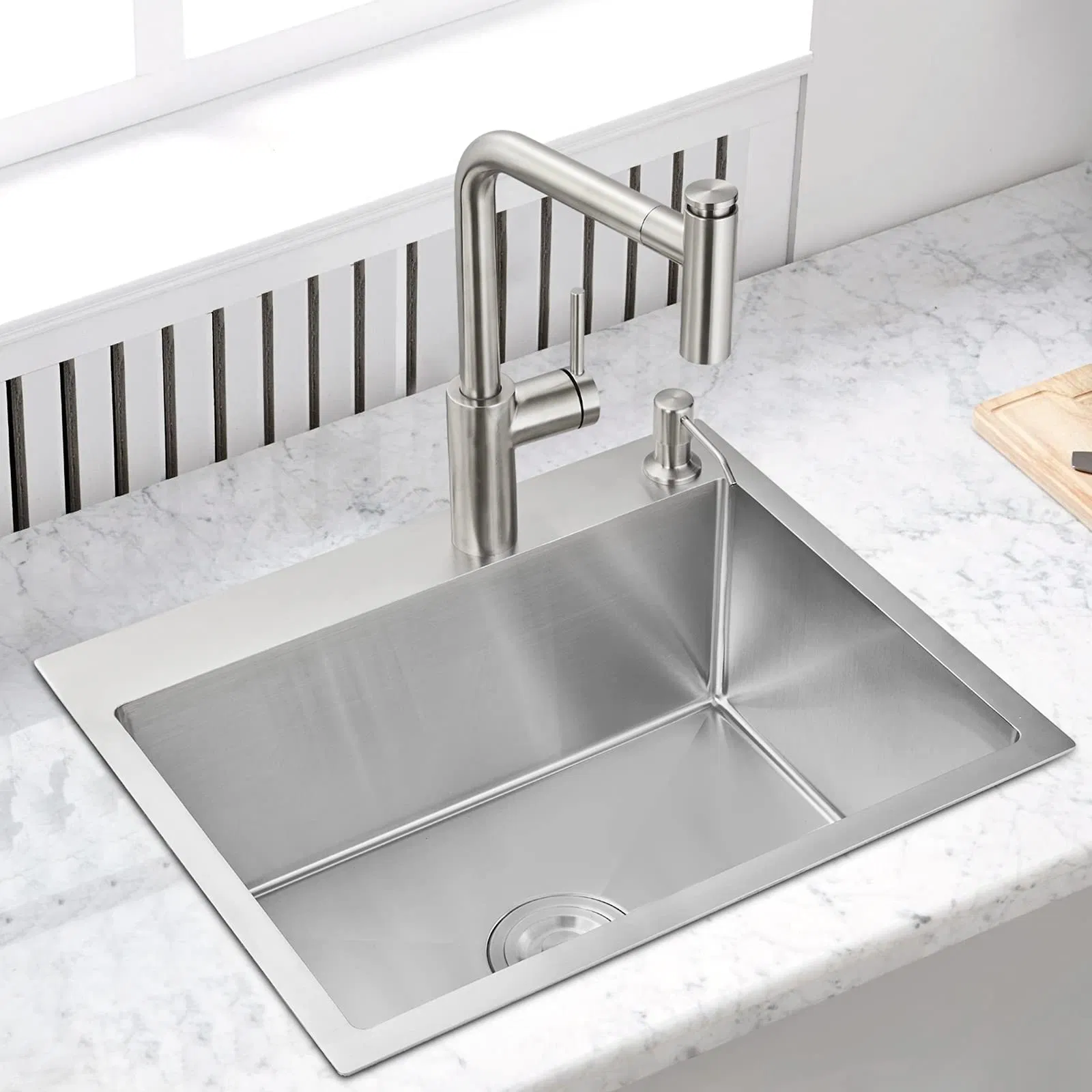Farmhouse Workstation Sink with Multiple Accessories Drop in/Topmount Workstation Kitchen Sink with Sliding Accessories