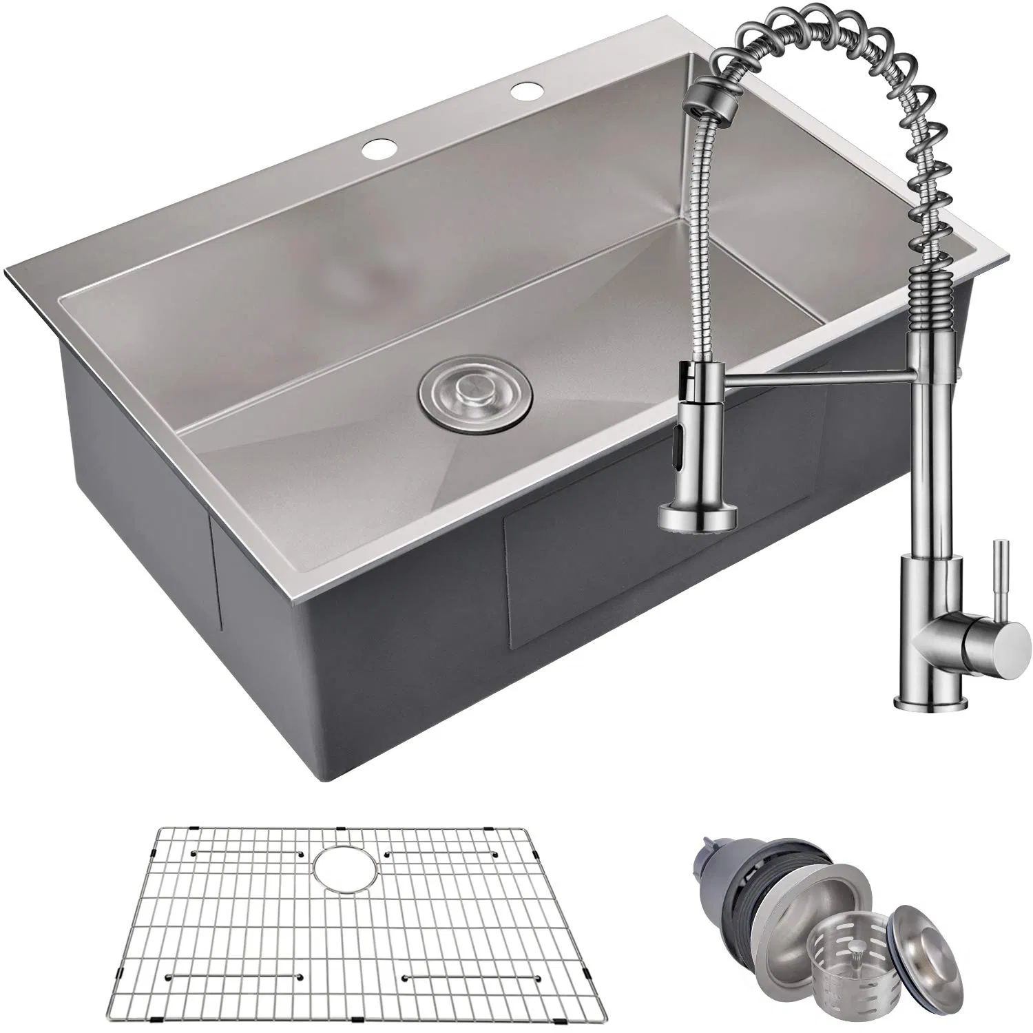 Drop-in 60/40 Double Bowl 16 Gauge 10-Radius Topmount Stainless Steel Kitchen Sink