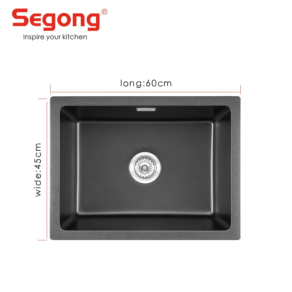 Quartz Kitchen Sink Black Undermount Deep Single Bowl Granite Composite Modern Sink