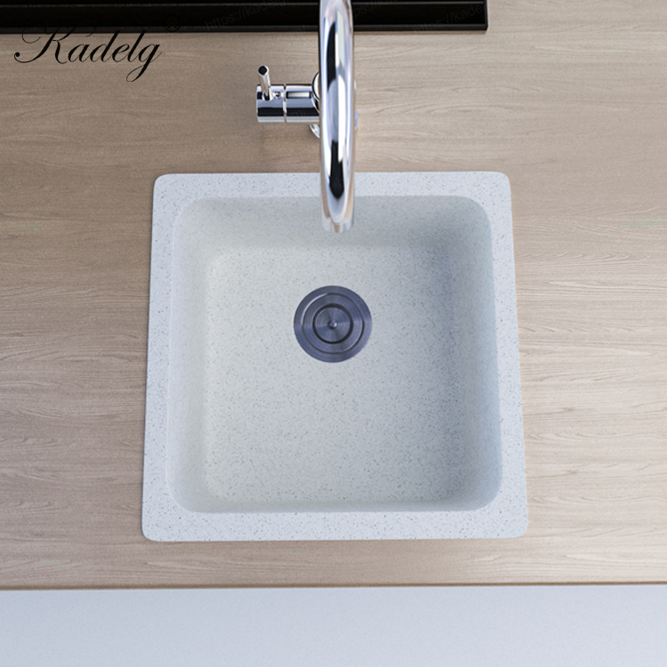 Small Size Grey Single Bowl Undermount Granite Composite Kitchen Sink Vent Pipe