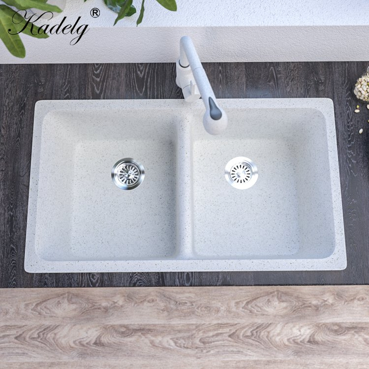 33 Inch Undermount Quartz Stone Double Bowl Kitchen Sink Lowes