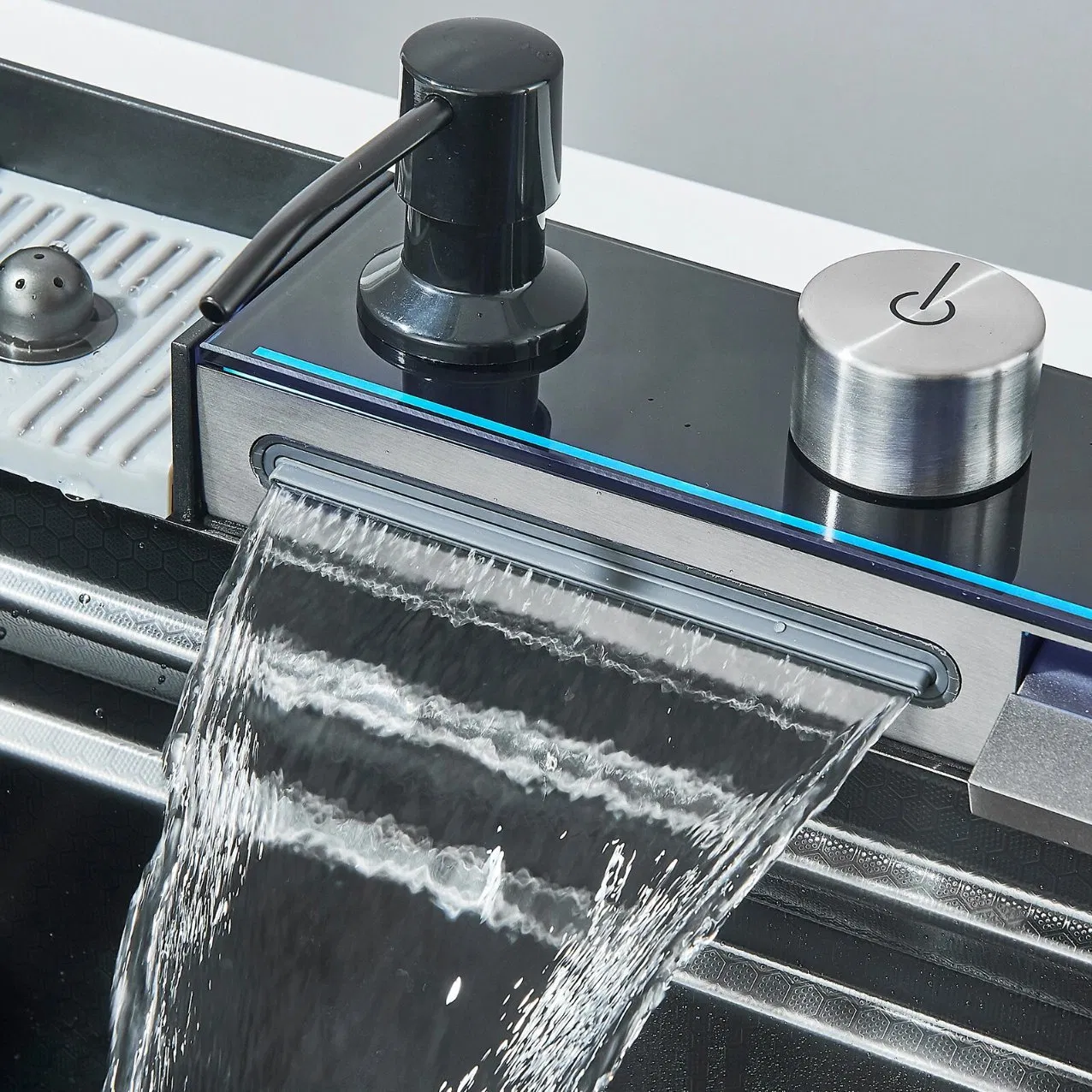 Modern Smart Single Bowl Nano Handmade Stainless Steel Multifunctional Waterfall Kitchen Sink