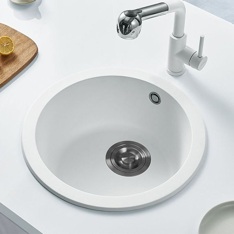 Compact Black Quartz Granite Composite Undermount Round Sink for Modern Kitchens