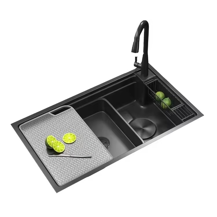 Pressed Stainless Steel Kitchen Sink with Baskets Corner Kitchen Sinks