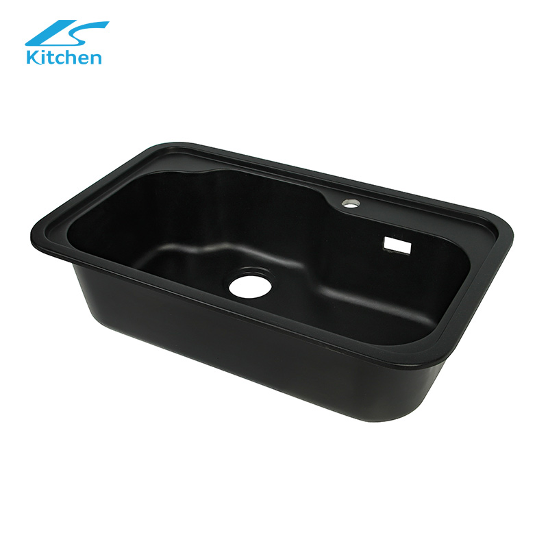 Factory Wholesale Black Single Slot Composite Granite Kitchen Bathroom Sink Fridge De La Cocina