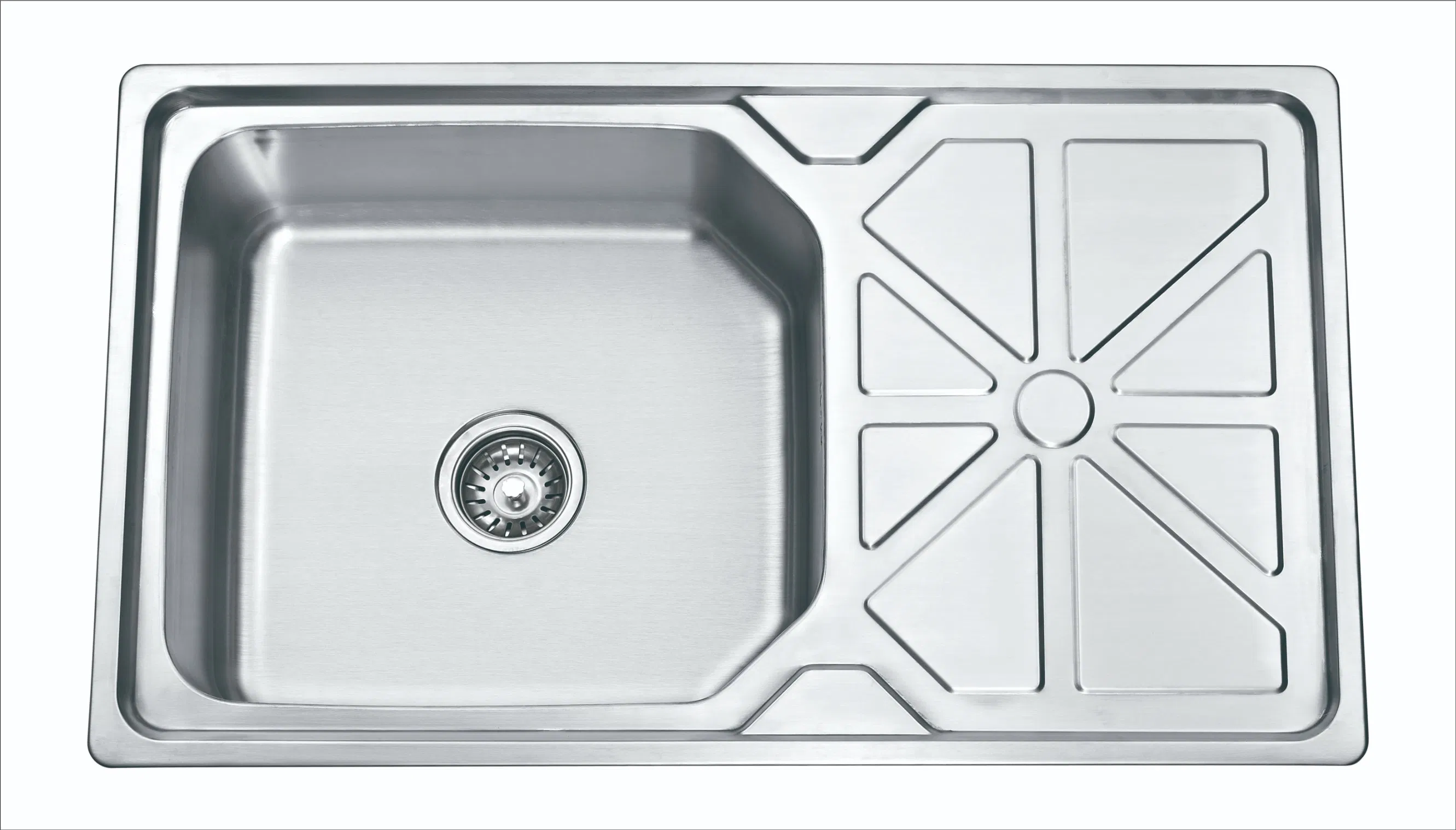 Walnut Sink Guangdong, China Wholesale Building Material Modern Stainless Steel Single Deep Bowl with Drainboard Kitchen Pressed Sink