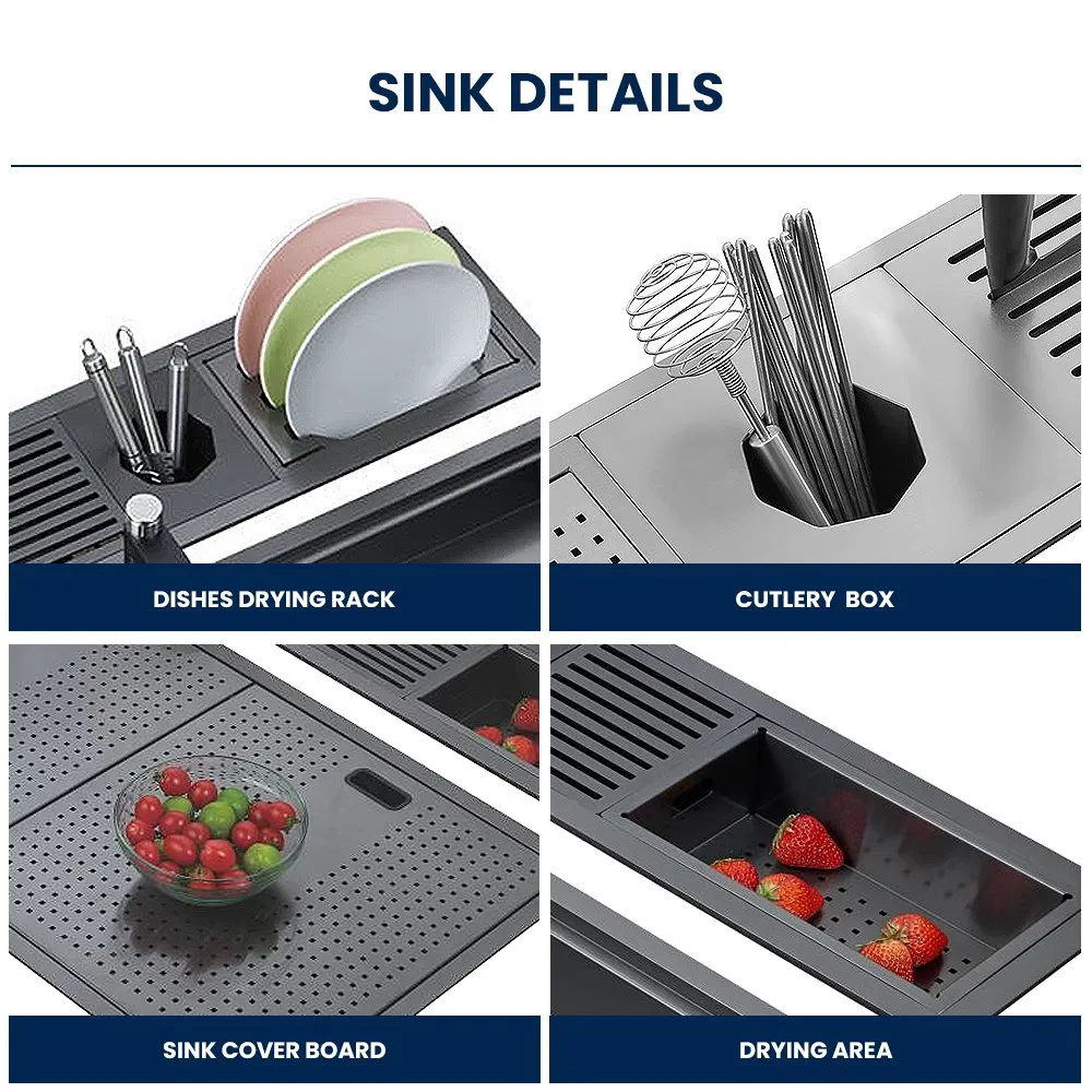 High-Grade Special Bar Multifunctional Stainless Steel Sink Combination with Multi-Purpose Storage and Draining Racks
