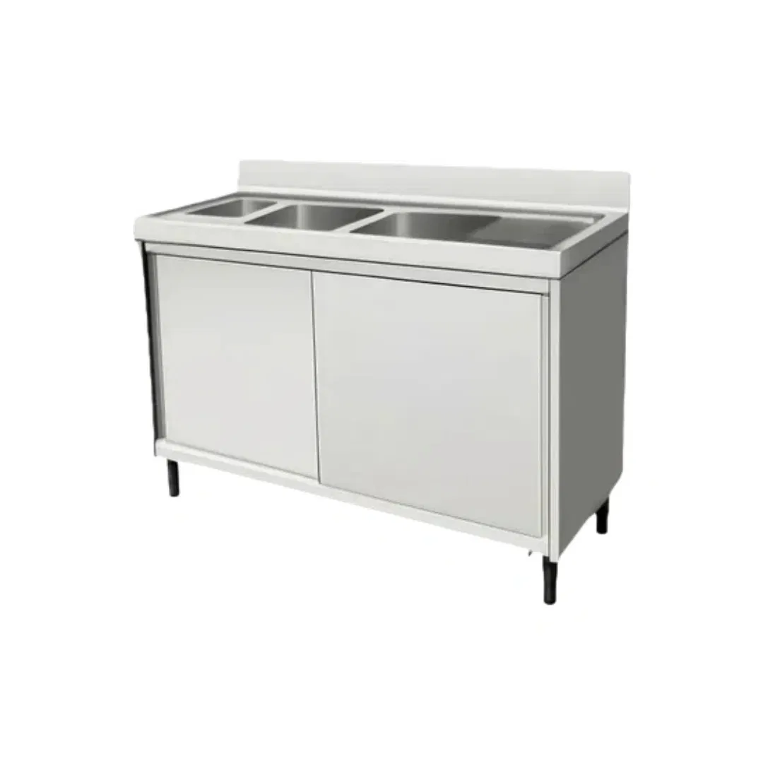 Commercial Stainless Steel Sink with Integrated Cutting Board Platform Insert for Butcher Work Areas