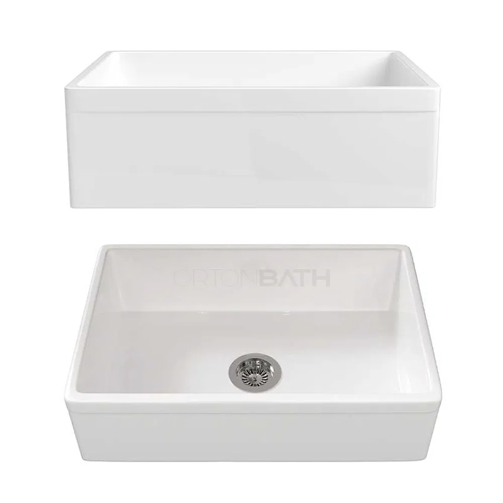 Ortonbath 30'' White Farmhouse Sink Farm Sink Fireclay Apron Front Single Bowl Kitchen Sinks Deep Drop in Undermount Kitchen Sink Modern Style Kitchen Sink