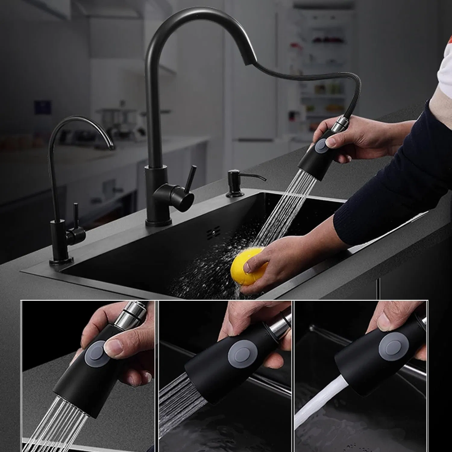 Stretchable Kitchen Stainless Steel Handmade Sink with Faucet