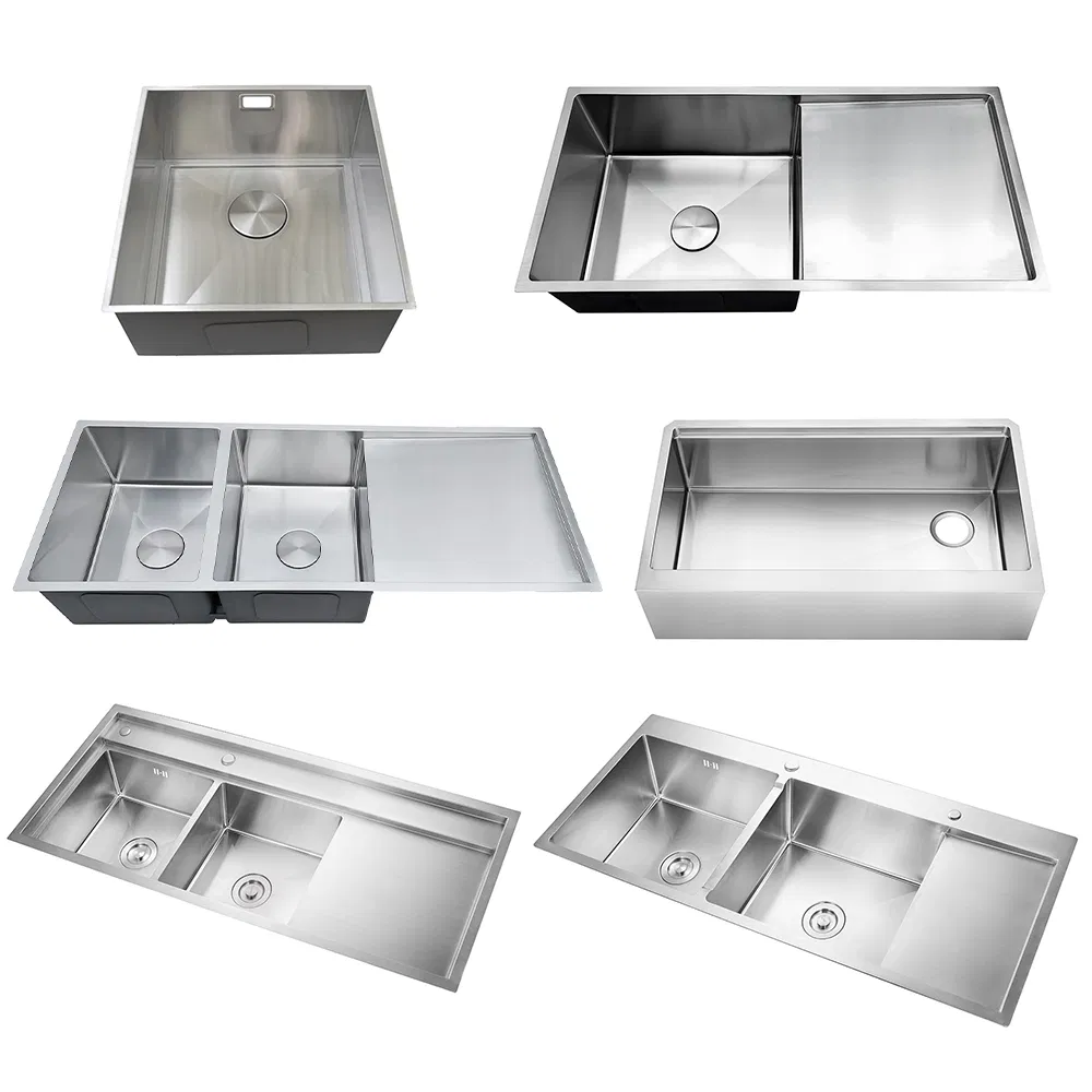 Manufacturer Direct Single Double Bowl Kitchen Sink Undermount Wash Basin Handmade Stainless Steel Sink