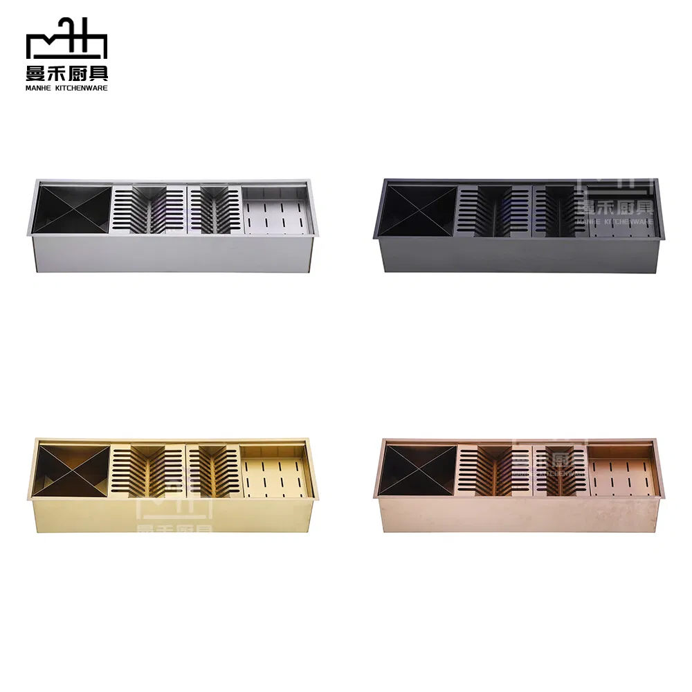 Hot Sales in Brazilian Multifunctional Black Stainless Steel Dish Drying Kitchen Double Sink with Draining Rack