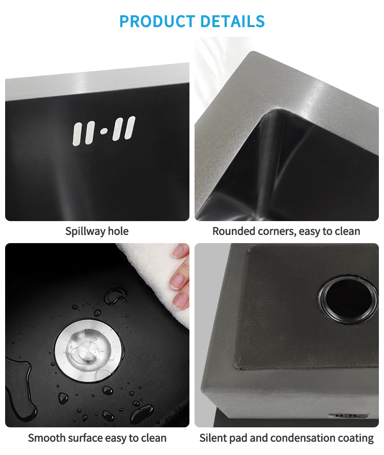 Modern Kitchen Sink Nano Black Single Bowl 201/304 Stainless Steel Kitchen Sink Undermount
