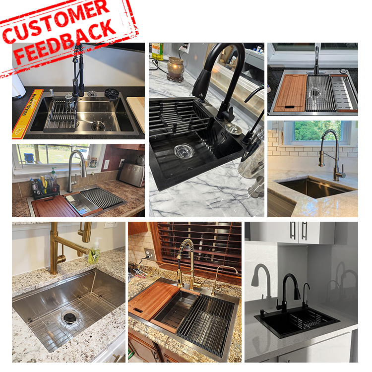 Custom Large Capacity 304 Stainless Steel Single Bowl Kitchen Sink with Rice Embossing Design Featuring 3 Hole Design