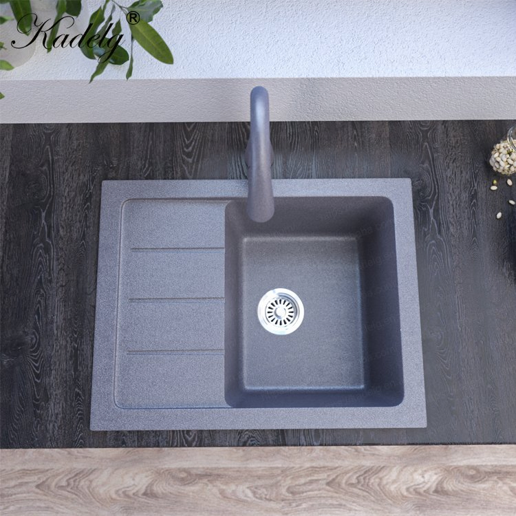 Elegant Matte White Granite Kitchen Sink with Drainboard