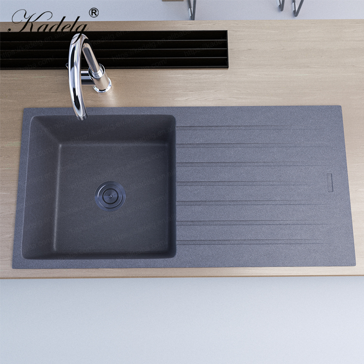 Elegant Matte White Reversible Granite Sink with Convenient Drainboard