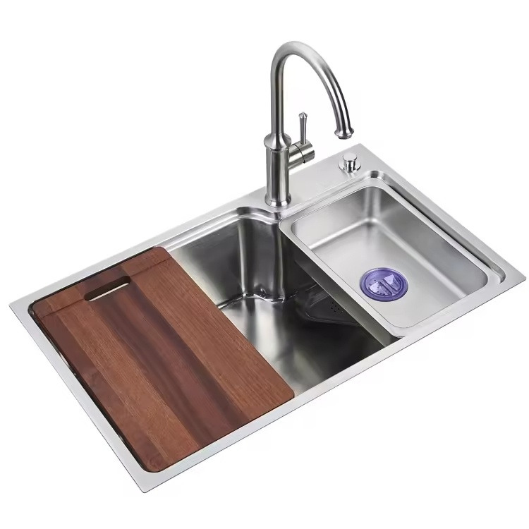 Pressed Stainless Steel Kitchen Sink with Baskets Corner Kitchen Sinks