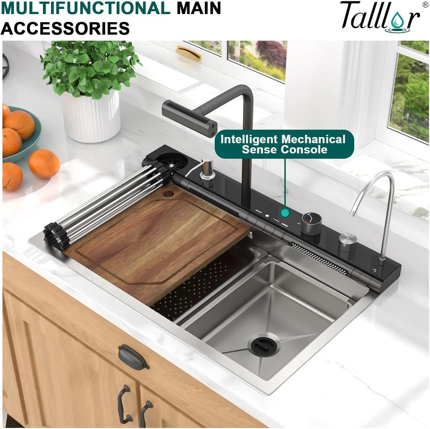 Made in China - Multifunctional Stainless Steel Single-Bowl Waterfall Integrated Kitchen Sink